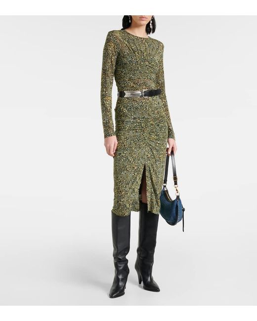 Isabel Marant Green Draped Jersey Midi Skirt