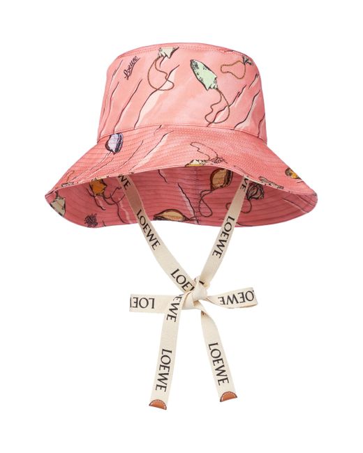 Loewe Pink Paula's Ibiza Printed Canvas Bucket Hat