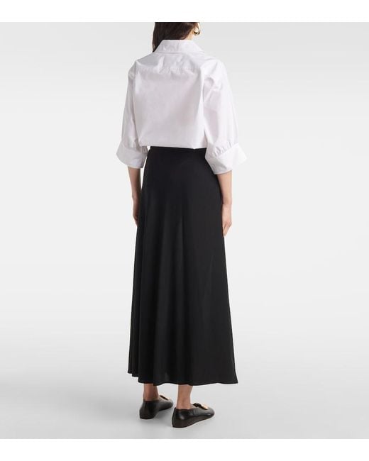 Jil Sander Black Pleated Midi Skirt