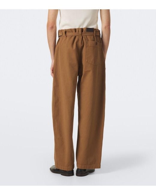 Lemaire Brown Cotton Twill Barrel-Leg Pants for men