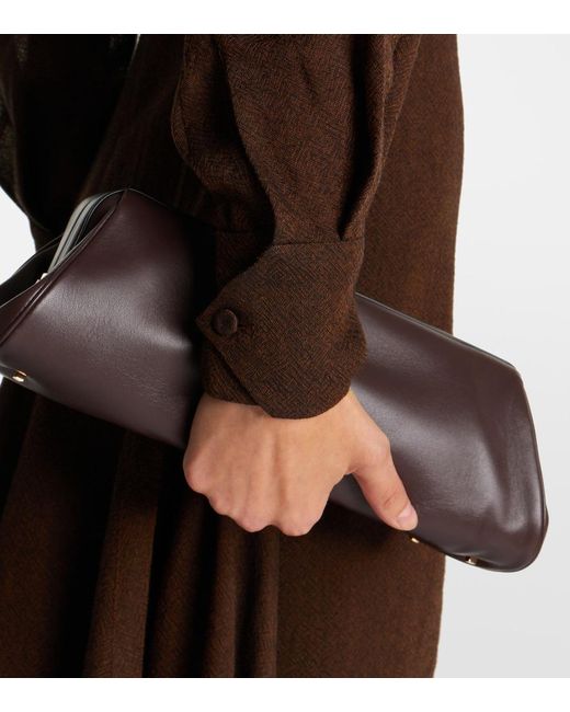 Emilia Wickstead Brown Avara Draped Wool Twill Midi Dress