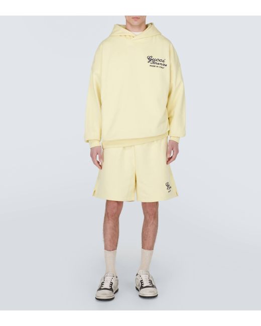 Gucci Yellow Cotton Felt Hoodie for men