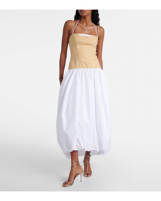 Jonathan Simkhai White Pfeiffer Cotton And Linen-blend Midi Dress