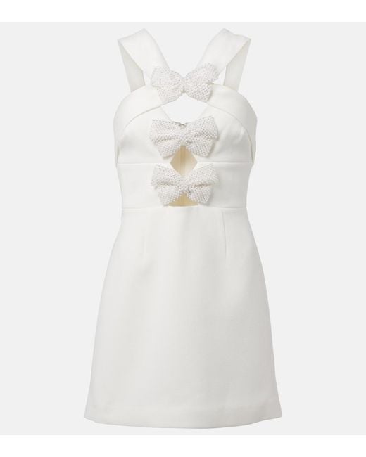 Rebecca Vallance White Hermoine Bow-Detail Crepe Minidress