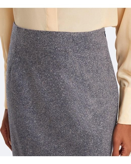 Etro Gray Wool And Silk-Blend Pencil Skirt