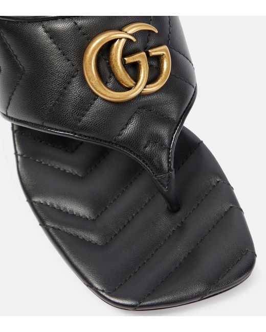 Sandalias de piel con GG Gucci de color Gray