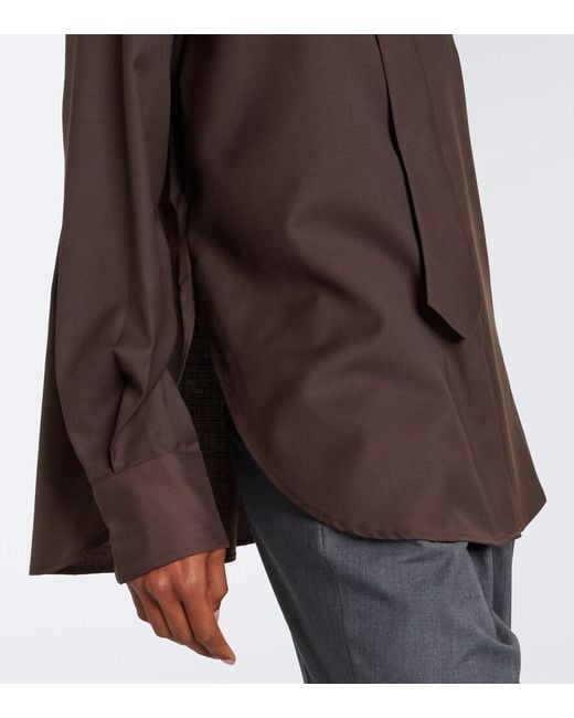 Frankie Shop Brown Peri Tie-Neck Shirt
