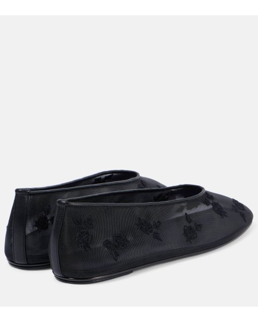 Magda Butrym Black Embroidered Mesh Ballet Flats