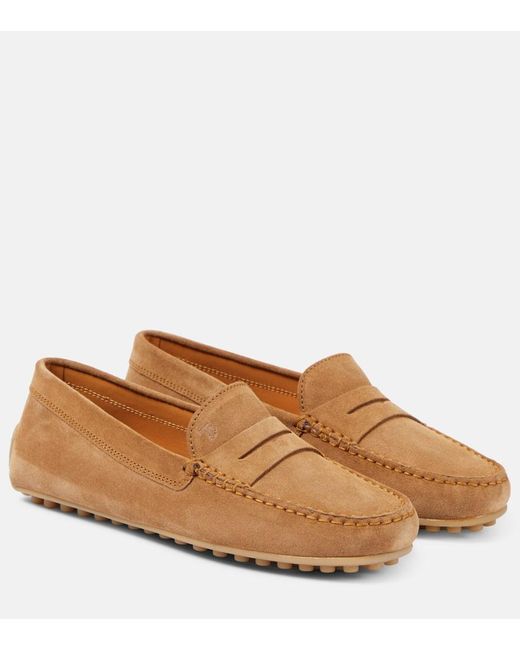 Tod's Brown City Gommino Suede Loafers