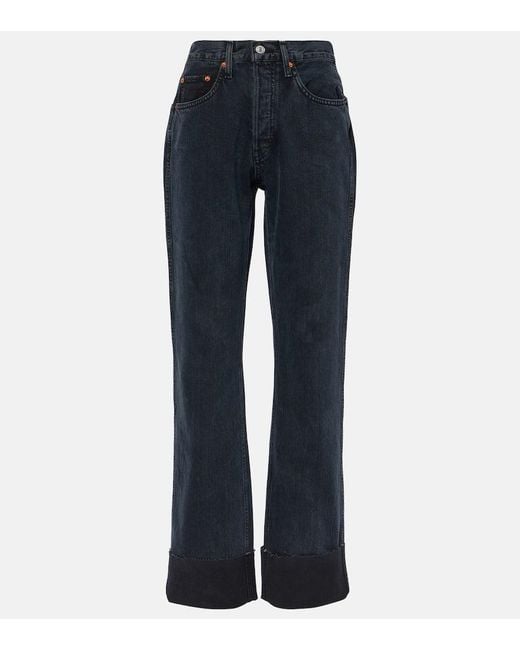 Re/done Blue High-rise Straight Jeans