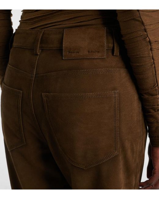 Proenza Schouler Brown Maxine Suede Straight Pants