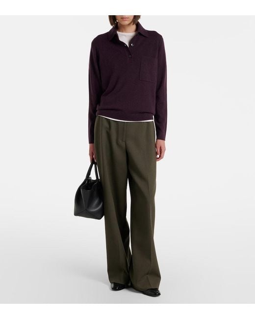 Jardin Des Orangers Purple Wool And Cashmere Polo Sweater