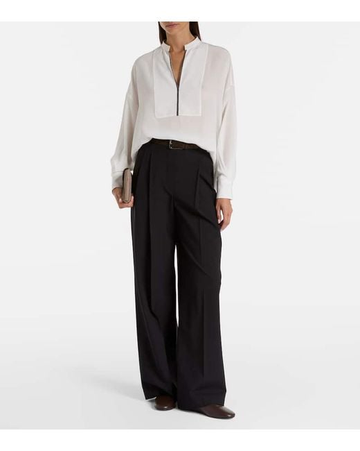 Blouse Monili En Soie Brunello Cucinelli en coloris White