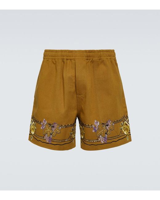Bode Bestickte Shorts aus Baumwolle in Natural für Herren