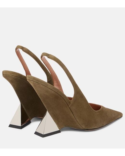The Attico Brown Cheope 105 Suede Slingback Pumps