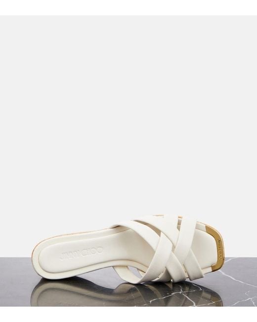 Jimmy Choo White Maribou 50 Leather Sandals