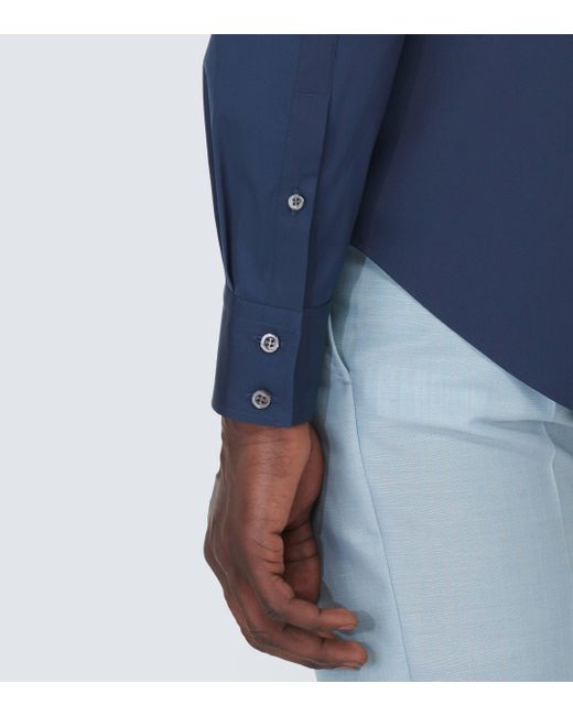 Alexander McQueen Blue Harness Cotton Poplin Shirt for men