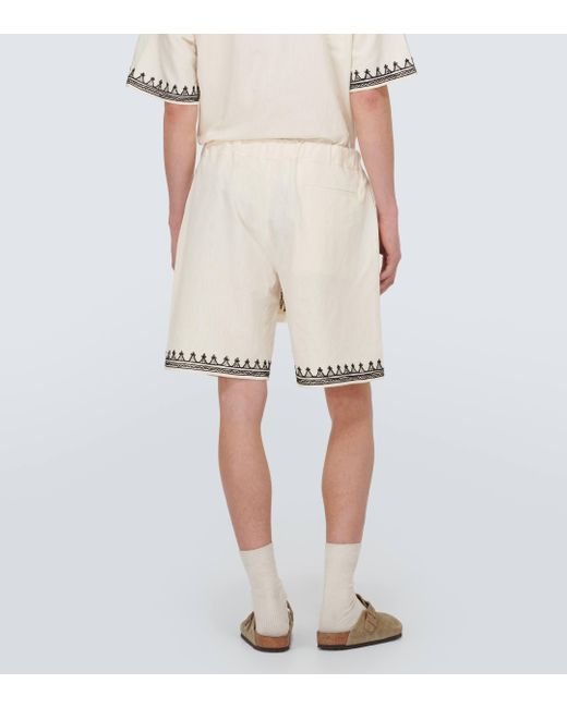Alanui White Akasha Embroidered Cotton-blend Shorts for men