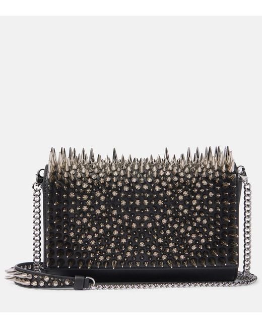 Christian Louboutin Black Paloma Spiked Leather Clutch