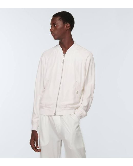 White silk bomber best sale jacket