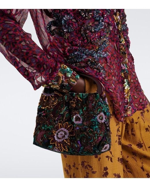Dries Van Noten Black Small Sequined Top-Handle Bag