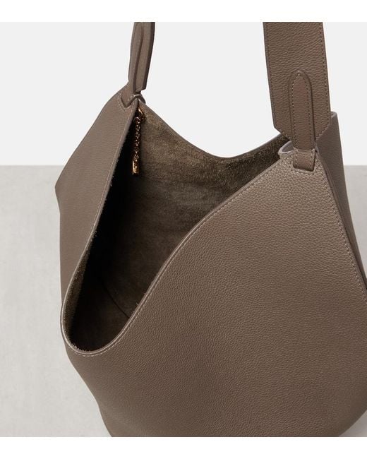 Khaite Brown Lotus Small Leather Tote Bag
