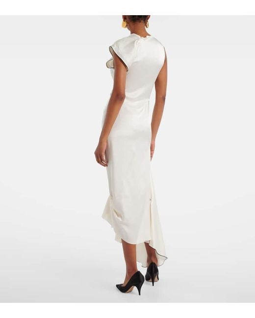 Vestido Midi De Saten Drapeado Victoria Beckham de color White
