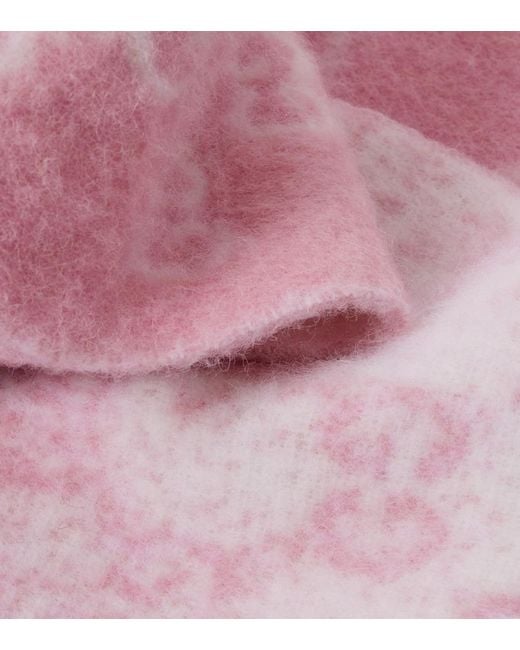 Gucci Pink Gg Alpaca And Wool-Blend Scarf