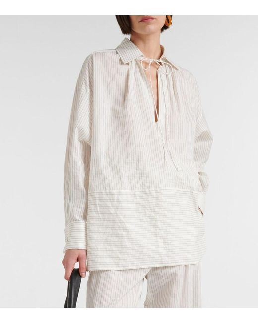Max Mara White Saletta Pinstripe Cotton And Silk Shirt