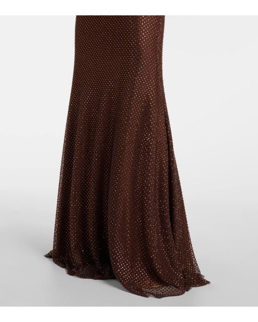 Self-Portrait Brown Robe Aus Mesh Mit Kristallen