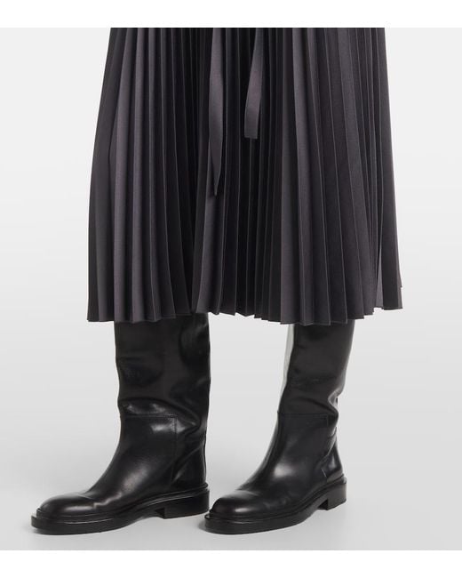 Joseph Black Volta Belted Plisse Satin Midi Dress