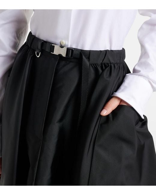 Prada Black Re-Nylon Belted Midi Skirt