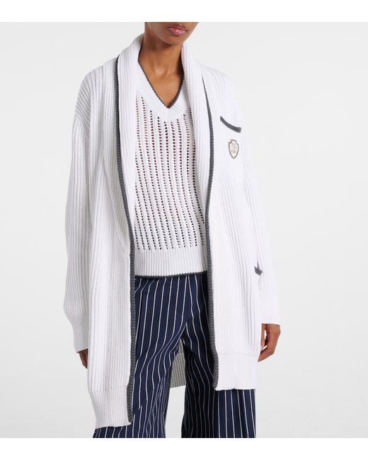 Brunello Cucinelli White Ribbed-Knit Cotton Cardigan
