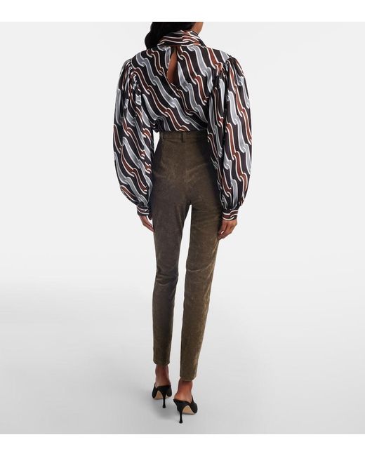 Gucci Brown Cotton-Blend Velvet Leggings