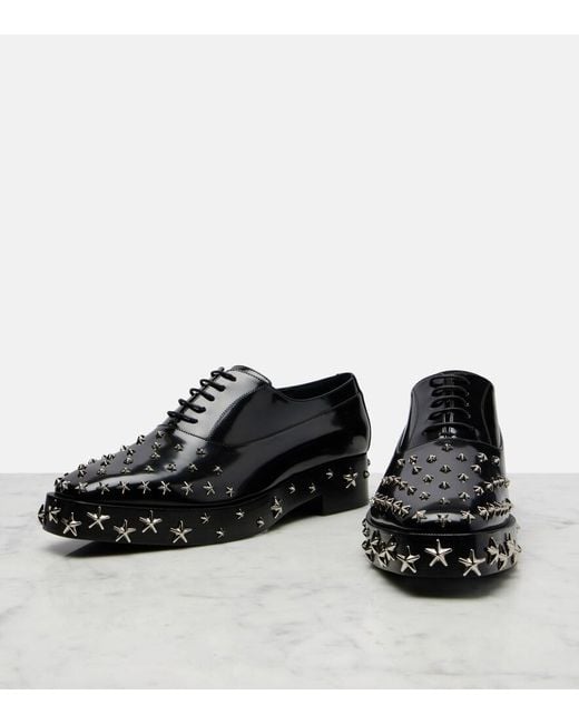 Noir Kei Ninomiya Black X Jimmy Choo Embellished Leather Oxford Shoes