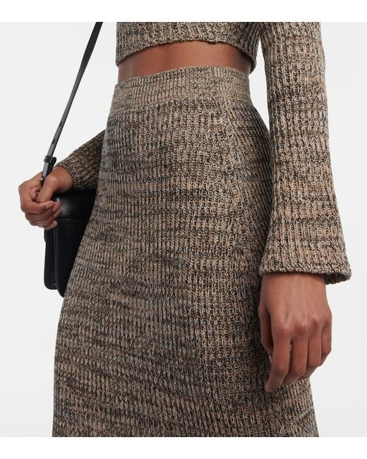 Falda En Mezcla De Seda Y Cachemir Chloé de color Brown