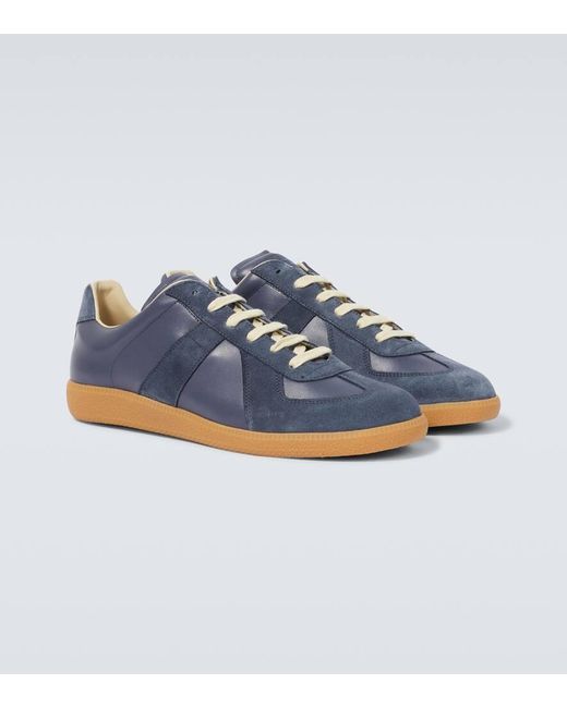 Maison Margiela Sneakers Replica aus Veloursleder und Leder in Blue für Herren