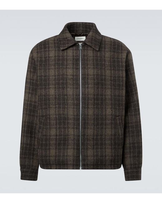 FRAME Black Checked Virgin Wool Blouson Jacket for men