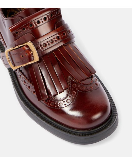 Tod's Brown Leather Monk Strap Shoes