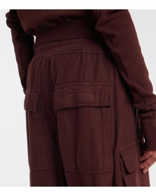 Rick Owens Red Drkshdw Jumbo Bela Cotton Flannel Cargo Pants
