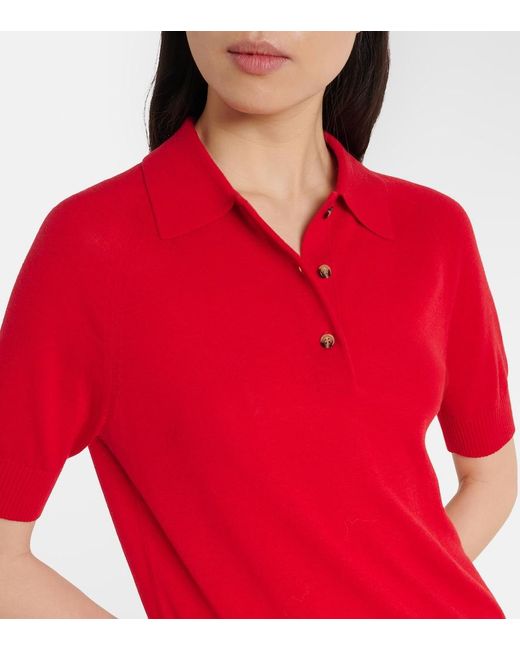Victoria Beckham Red Wool Polo Shirt