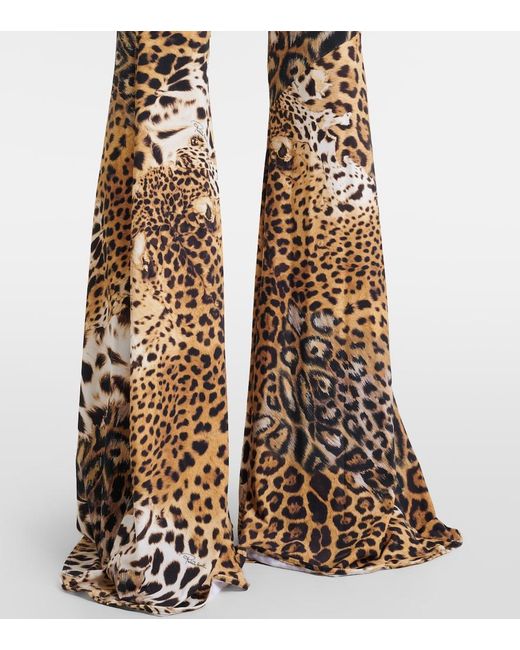 Roberto Cavalli Metallic Jaguar-Print Cutout Jersey Jumpsuit