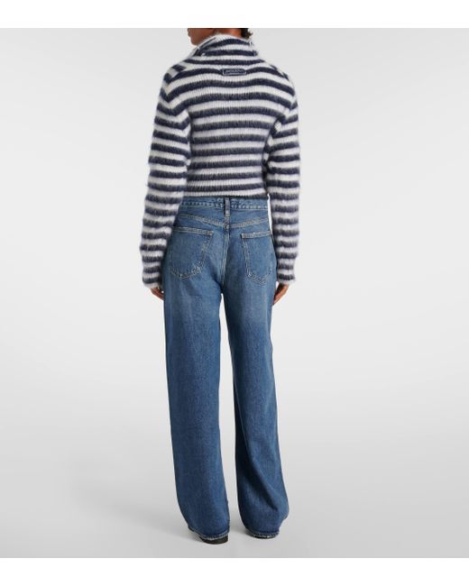 Agolde Blue Low Slung Baggy Mid-Rise Wide-Leg Jeans