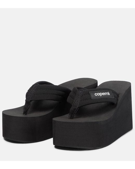 Coperni Black Platform Thong Sandals