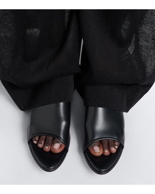 Christen Black Stretch Leather Wedge Mules