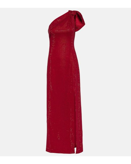 Roland Mouret Red One-Shoulder Diamante-Embellished Gown