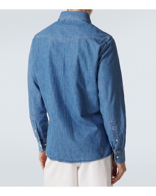 Brunello Cucinelli Blue Denim Shirt for men