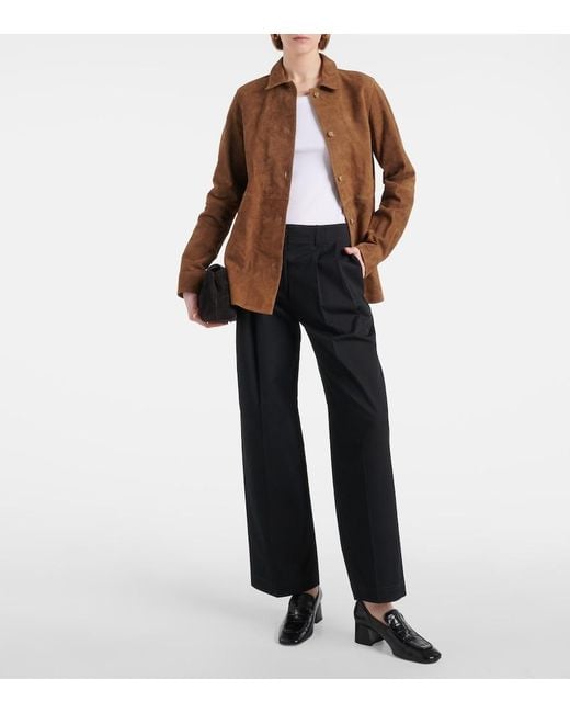 Totême Blue Cotton Twill Wide-Leg Pants