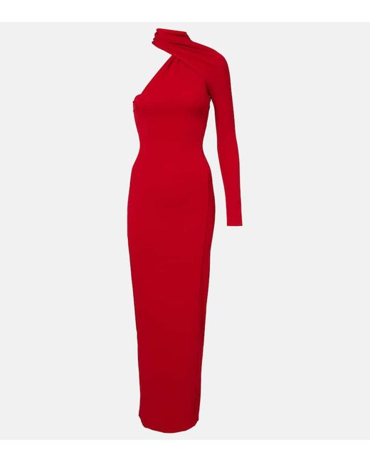Courreges Red One-Shoulder Crepe Maxi Dress