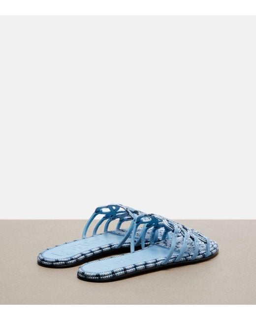 Loewe Blue Paula's Ibiza Petal Anagram Canvas Slides